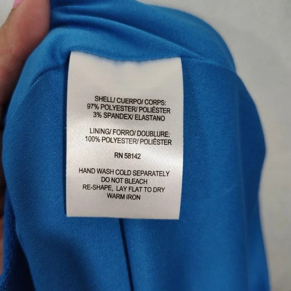 London Times Blue Cold Shoulder Swing Shift Dress Women Size 12 Knee Length - Picture 7 of 8